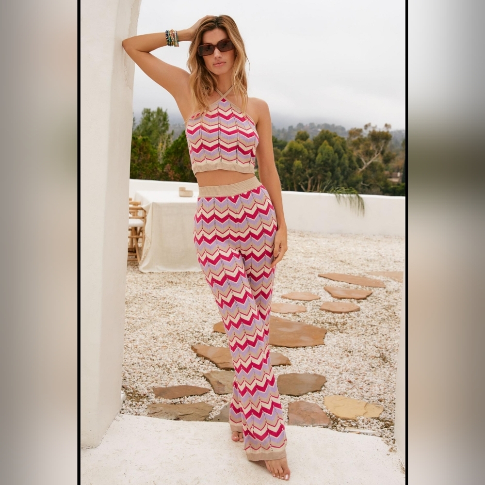NWT Anthropologie Knit Set Capittana Thalia Knitted Multicolor Cover-Up Set M/L